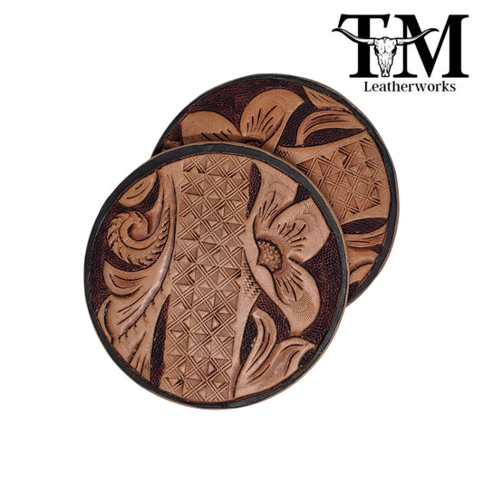 Hand-Tooled Leather Coasters