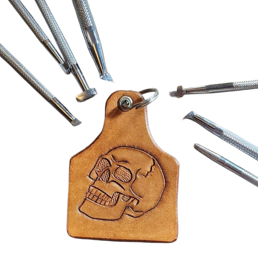 Tooled Skull Cowtag Keyring